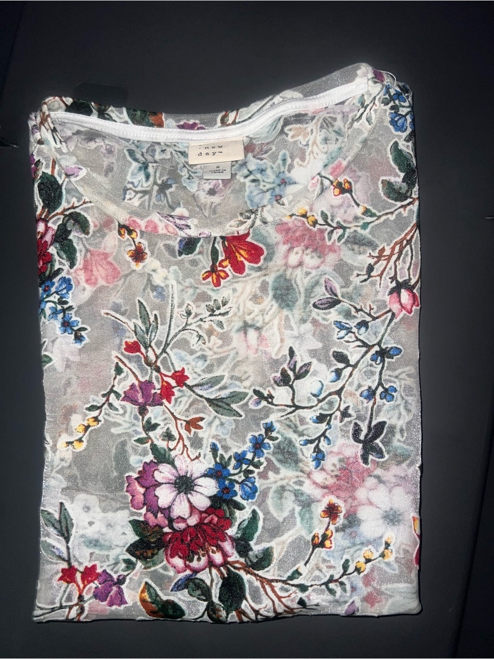 a new day Floral Mesh Long Sleeve Top - Multicolor Floral